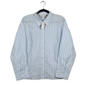 Mare Mare x Anthropologie Shirt Button Up Cotton Blue‎ White Striped Size L
